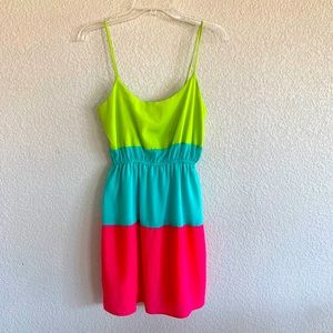 Soprano Y2K Fluorescent Block Color Strap Dress
